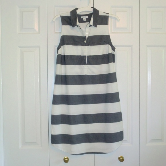 Old Navy Dresses & Skirts - Old Navy White Chambray Striped Shirtdress S